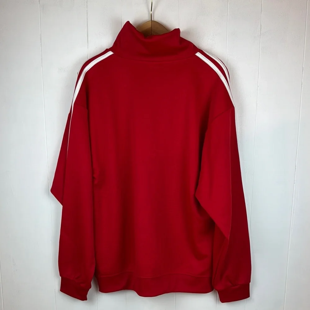 Adidas Red 1/4 Zip Up Sweatshirt Jacket with Signature Stripes Size L NWT